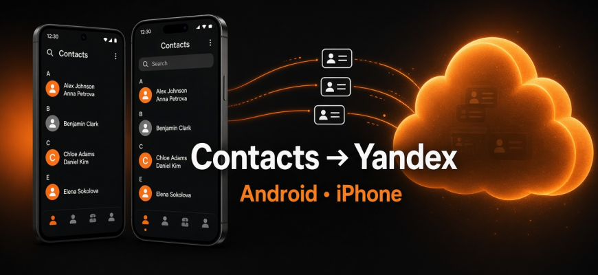 Sync phone contacts with a Yandex account for Android and iPhone